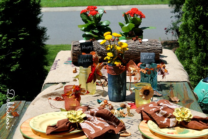 Rit dye and mason jar tablescape for Fall