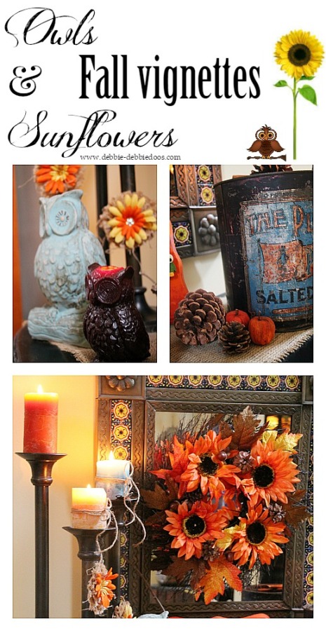 Owls and sunflowers fall vignettes