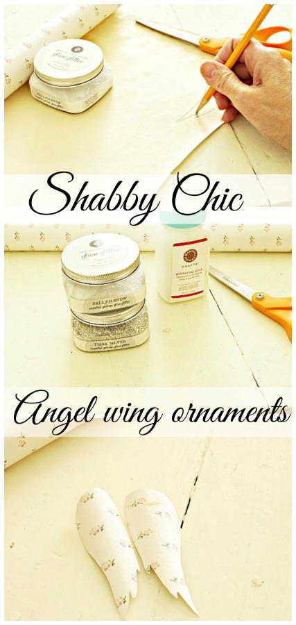 Shabby chic angel wing ornaments