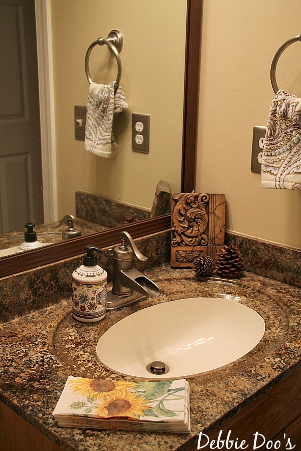 Bathroom counters painted with Giani granite paint