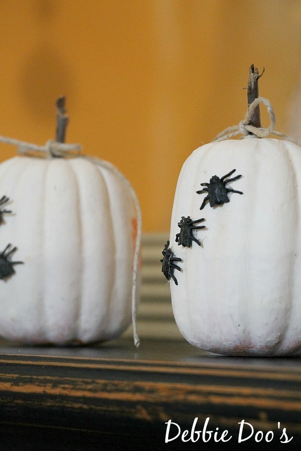 Dollar tree pumpkins on mantel