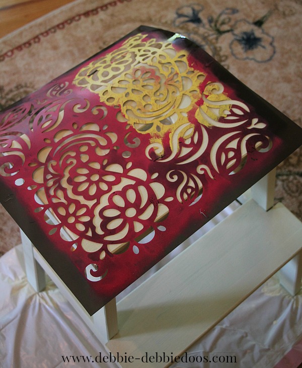 Stenciling a step stool