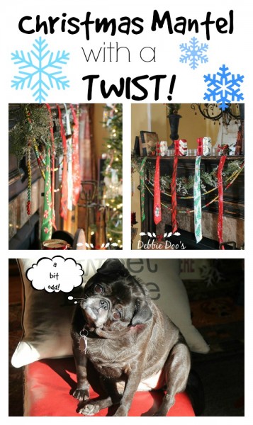 Christmas mantel with a twist and tie dollar tree decorating idea