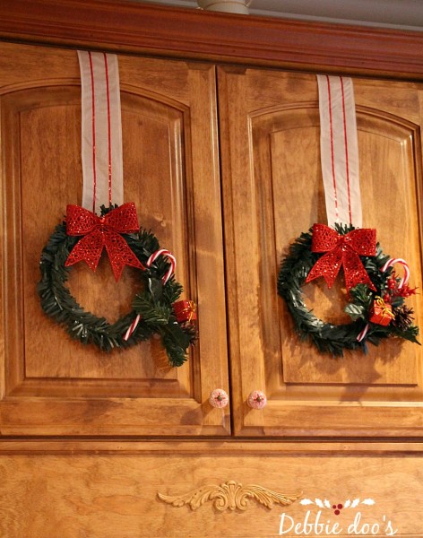 Dollar tree wreath decor for the cabinets