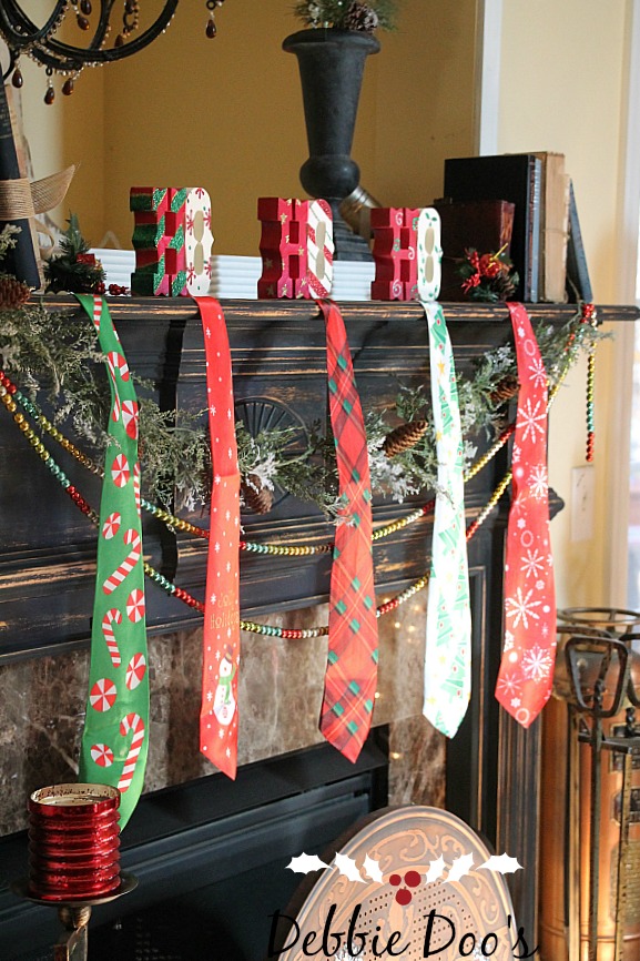 Garland beads from HomeGoods and mantel decorating ideas
