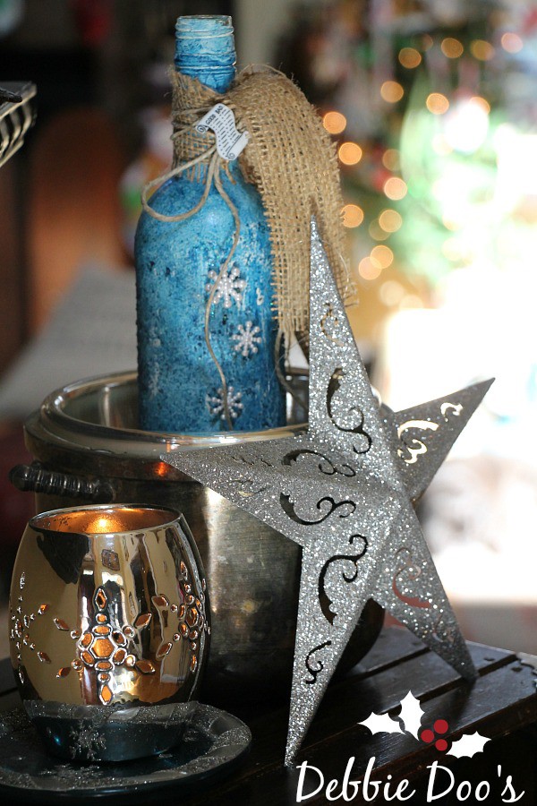 Recycled wine bottle craft idea for winter