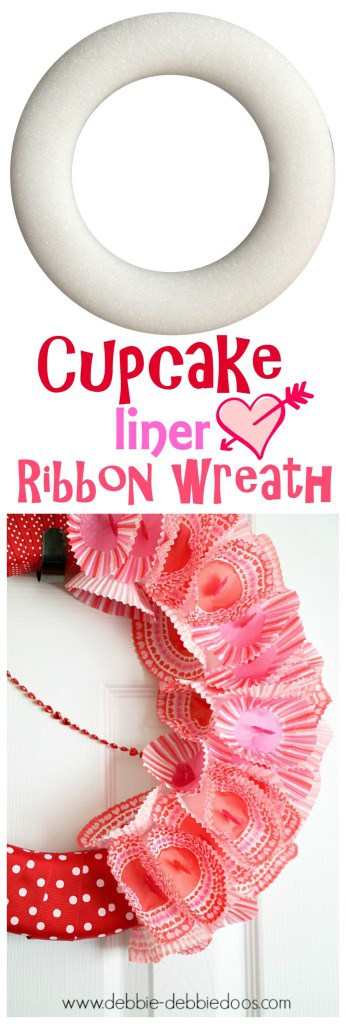 Cupcake liner ribbon wreath with dollar tree