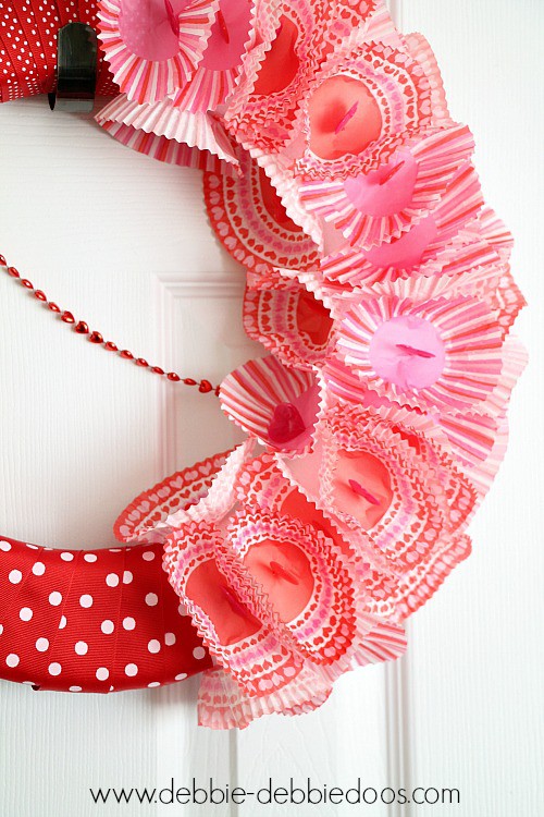 cupcake liner wreath for Valentine's day