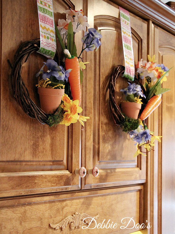 Dollar tree Spring diy wreaths for the cabinets