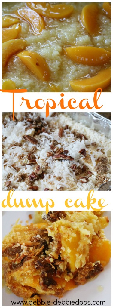 How to make a tropical dump cake with pineapple and peaches