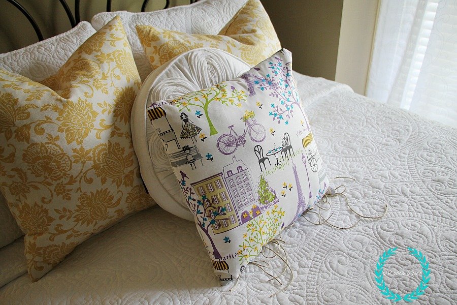 French paris fabric no sew pillow