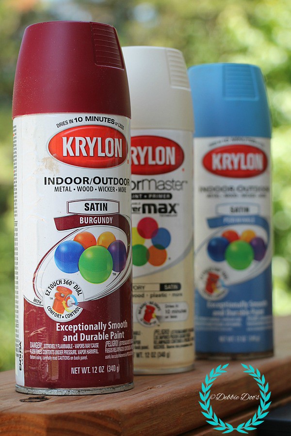 krylon spray paint colors, burgandy, ivory and periwinkle