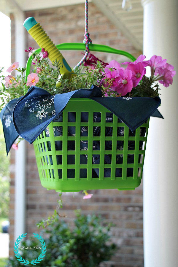 Dollar tree basket turned garden hanging basket