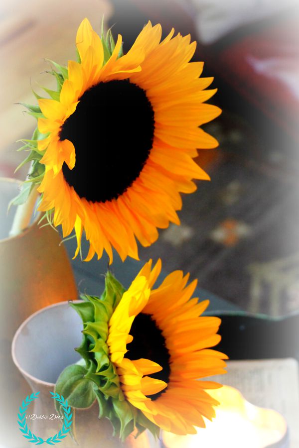 Sunflowers in decorative vase