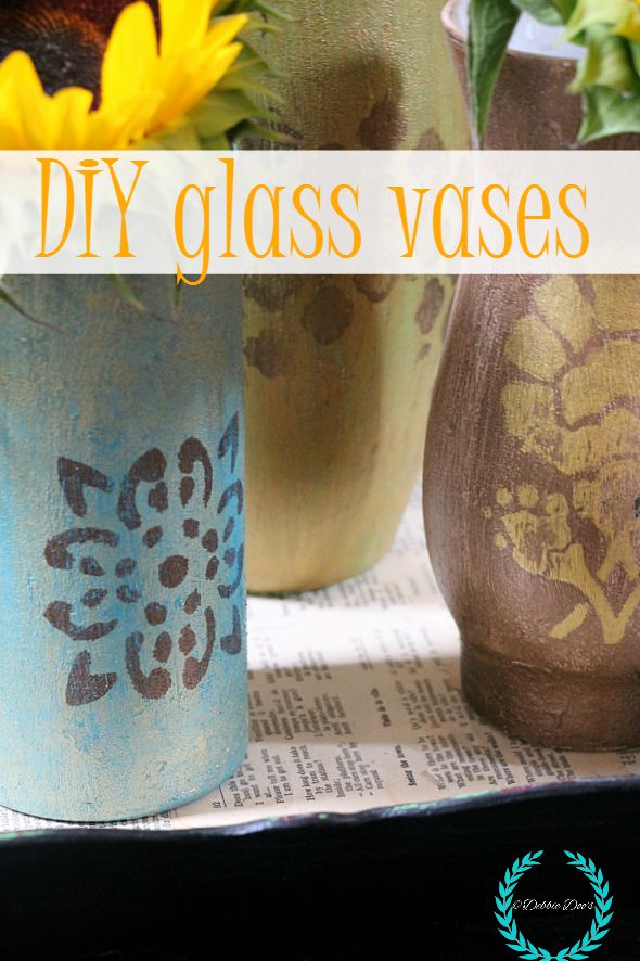 diy glass vases painted and stenciled to get the designer look without the price