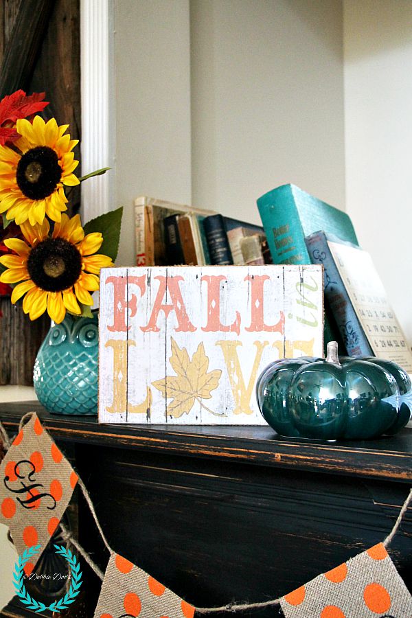 Fall mantel with sunflowers and owls