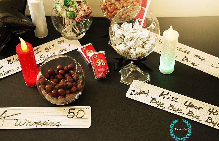 candy table for a 50th birthday party