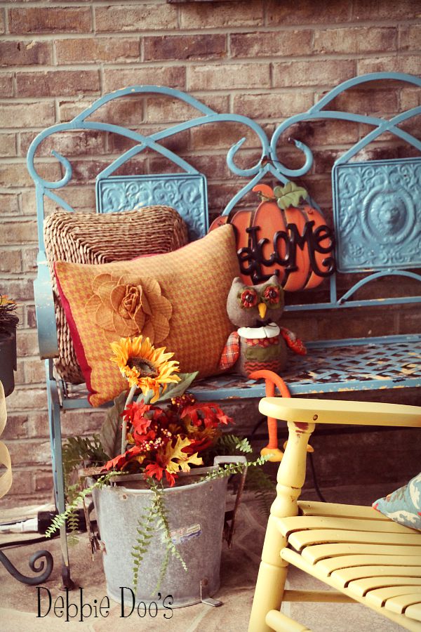 Country rustic fall porch decorating