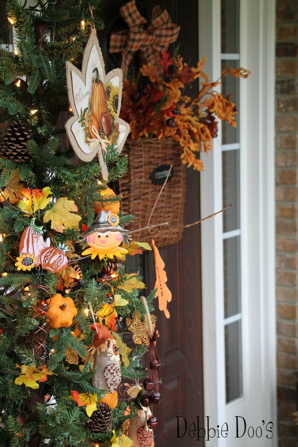 Fall tree for front porch and decor from the dollar tree