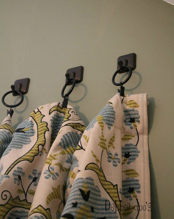 Bathroom towel hooks used to hang curtains