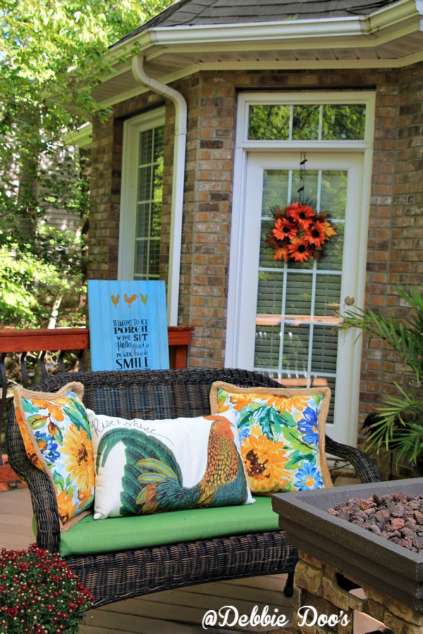 rooster and sunflower outdoor pillows