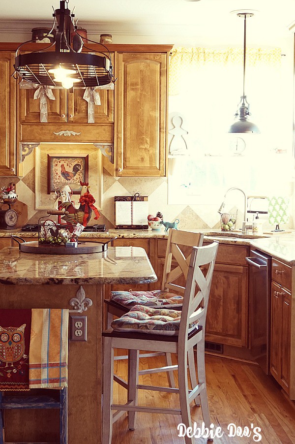 Country French style rustic Christmas kitchen decor