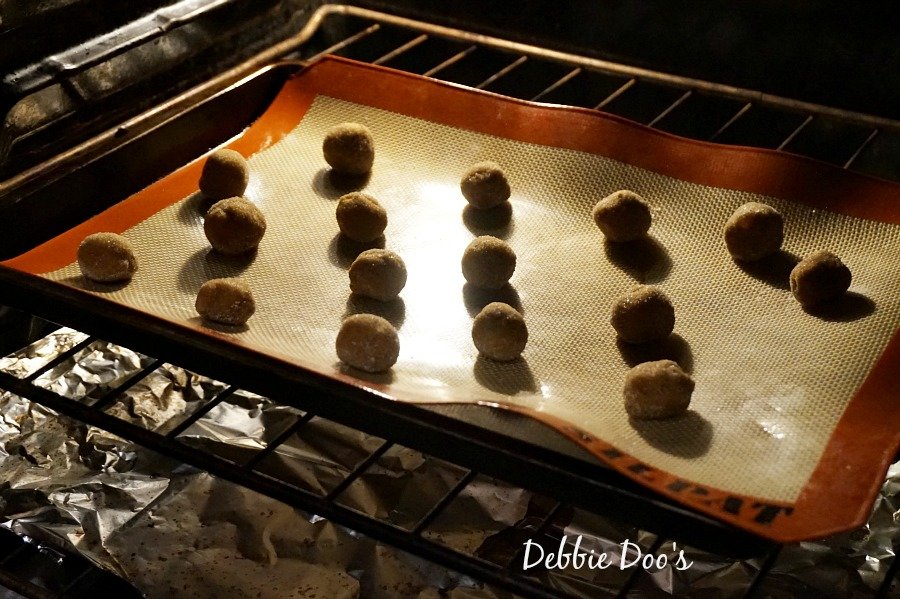 Ginger snaps baking in the oven