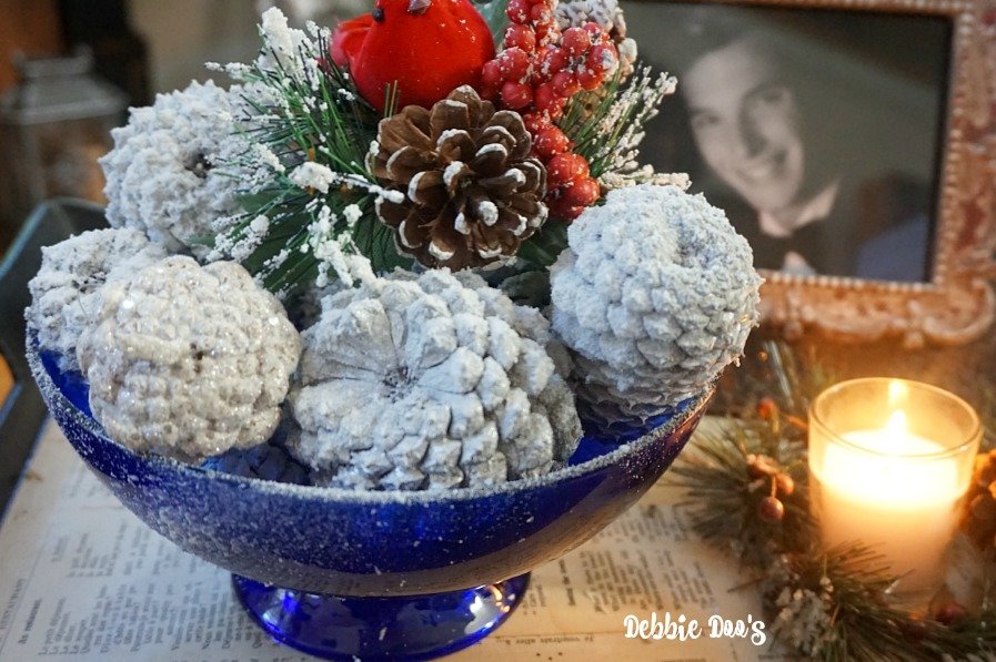 Winter snowy pinecone arrangement