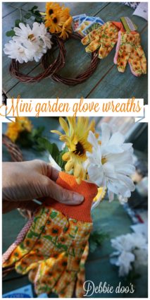 Mini dollar tree garden glove grapevine wreaths