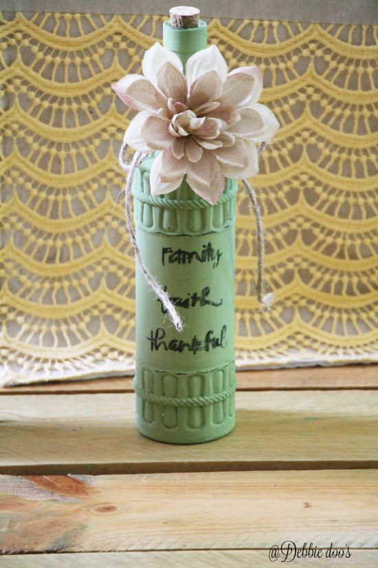 Dollar tree bottle painted and stenciled