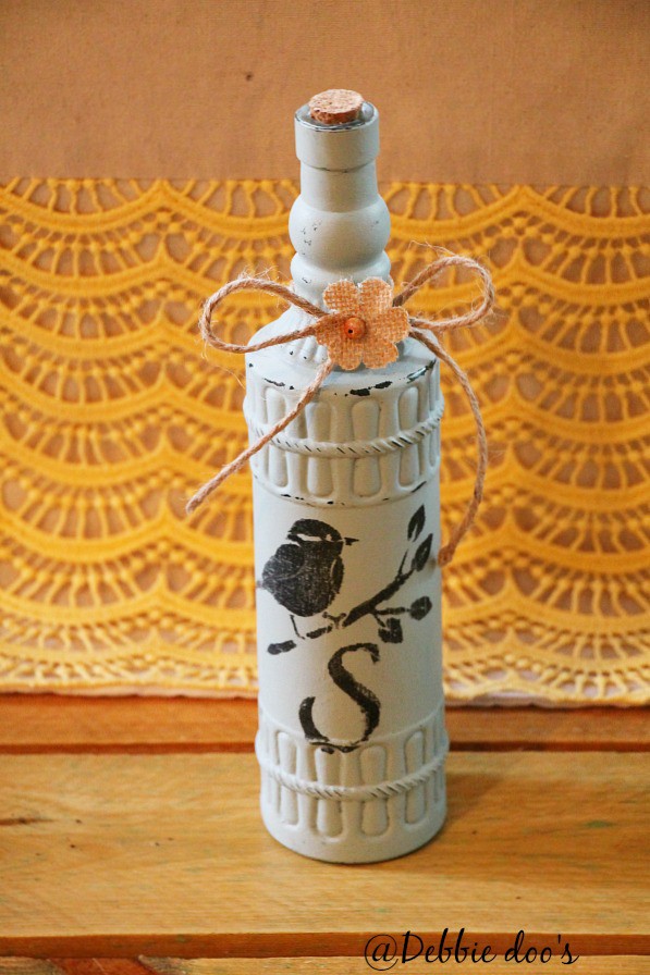 Monogrammed dollar tree bottle painted with chalky paint