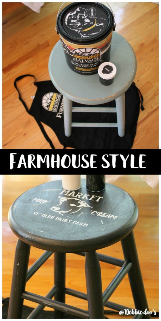 How to makeover a stool to farmhouse style stencil by Debbiedoo's