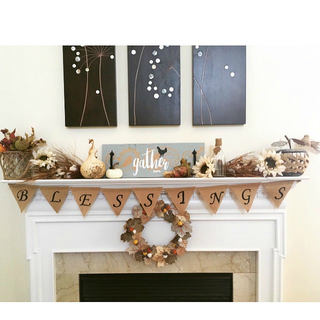 rustic-white-fall-mantel-with-gather-here-sign-and-stencil-by-debbiedoos