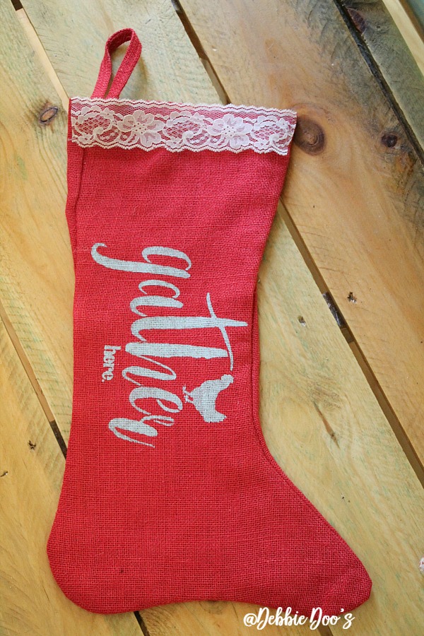 red-burlap-christmas-stocking-with-stencil-gather-here-by-debbiedoos