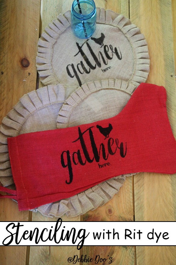 stenciling-on-burlap-with-rit-dye-and-stenciled-with-debbiedoos-gather-here-stencil