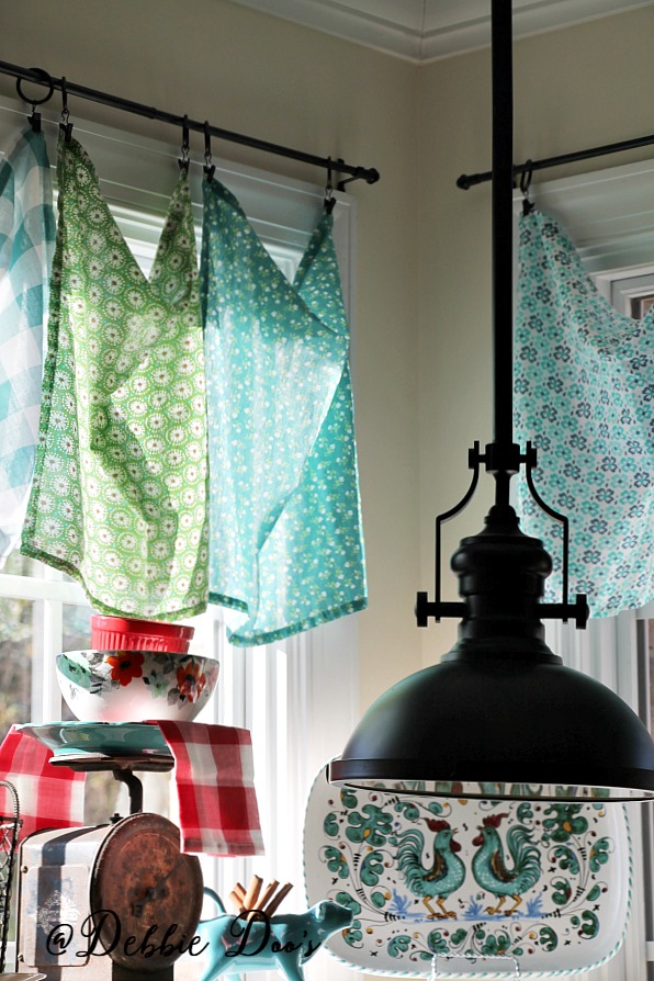The Pioneer woman's linens used as window treatments