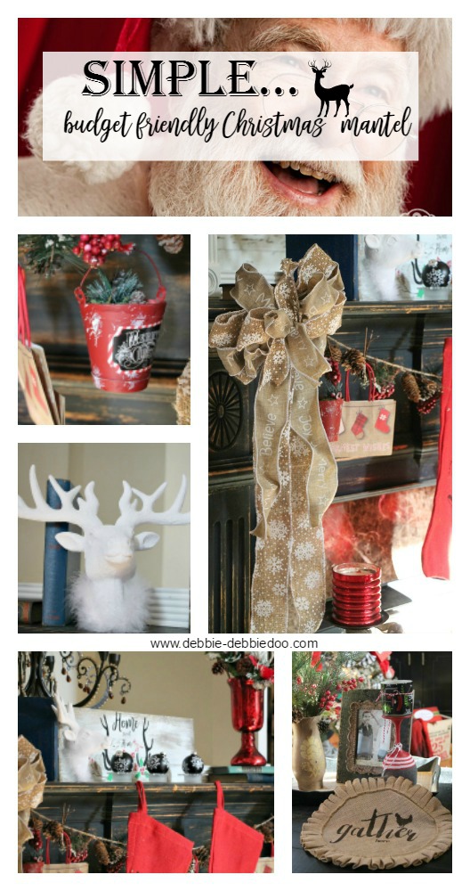 Budget friendly Christmas mantel decorating ideas and Decorating with red, white and black for Christmas