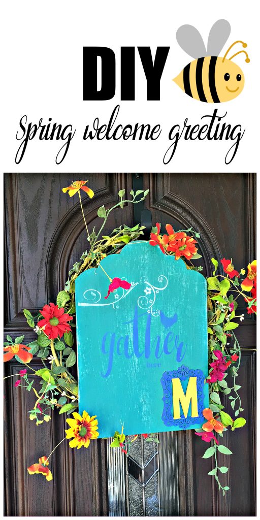 Happy Spring greeting colorful diy welcome sign