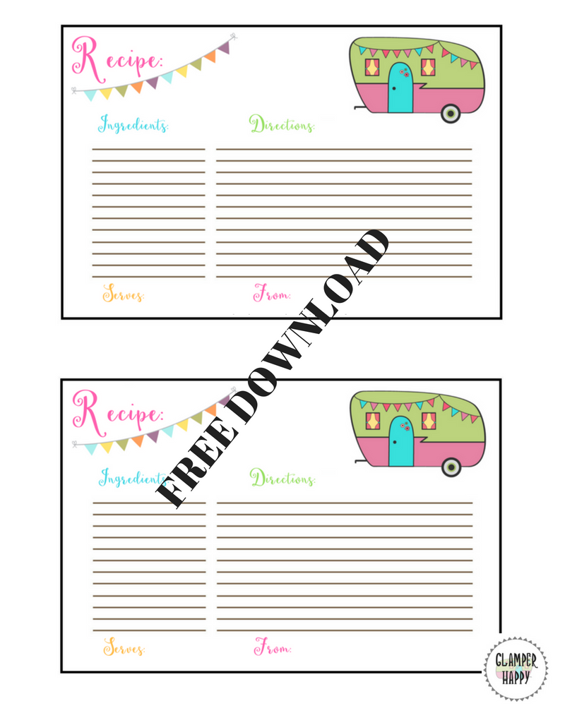 free camping recipe cards