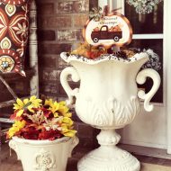 Fauz fall decorating urns and picks