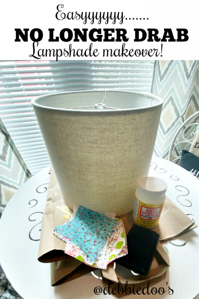 Lampshade makeover with fabric and Mod Podge