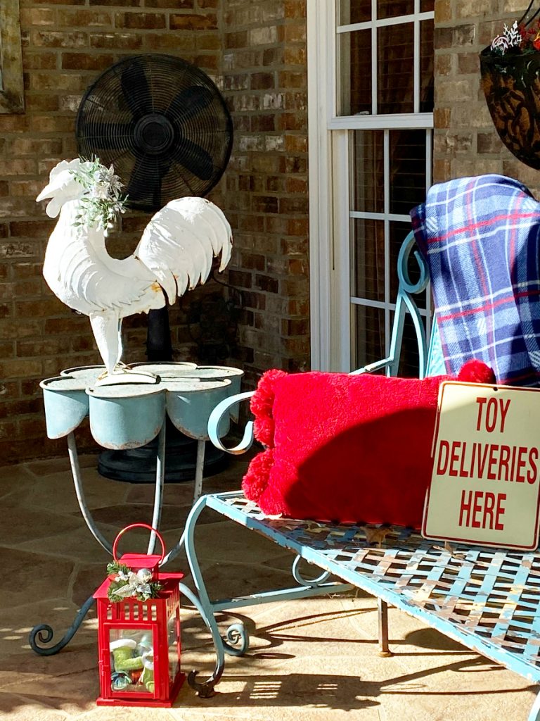 Christmas decorating on the porch