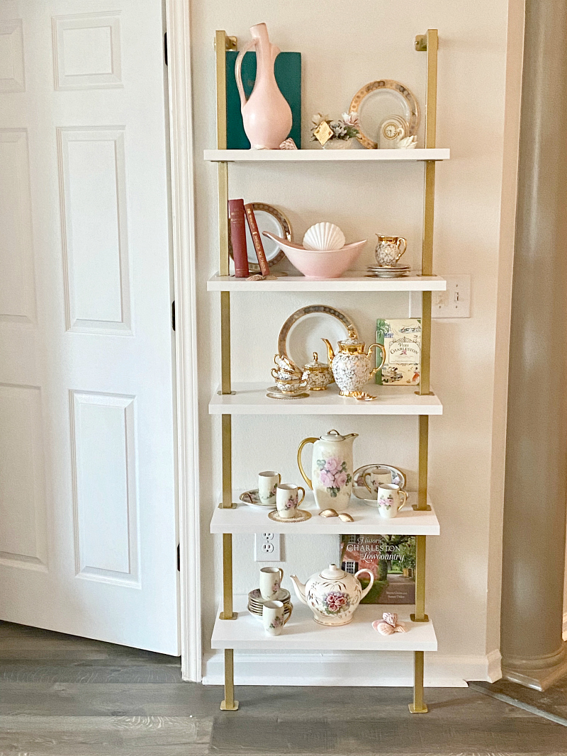 Mid Century Modern shelf decorating