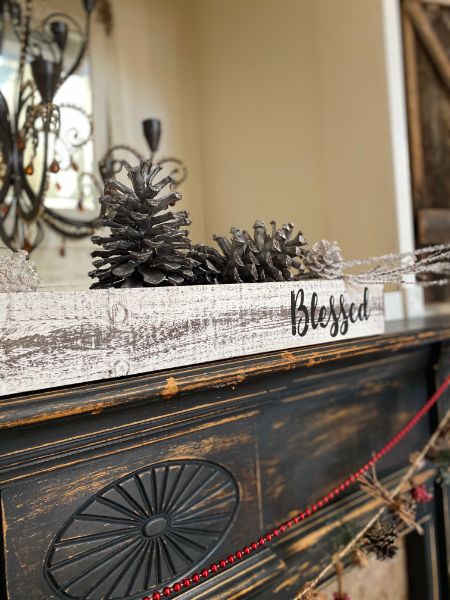 Winter fireplace decorating