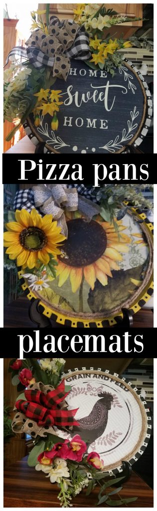 Dollar tree Pizza pans and place mat wreath or displays