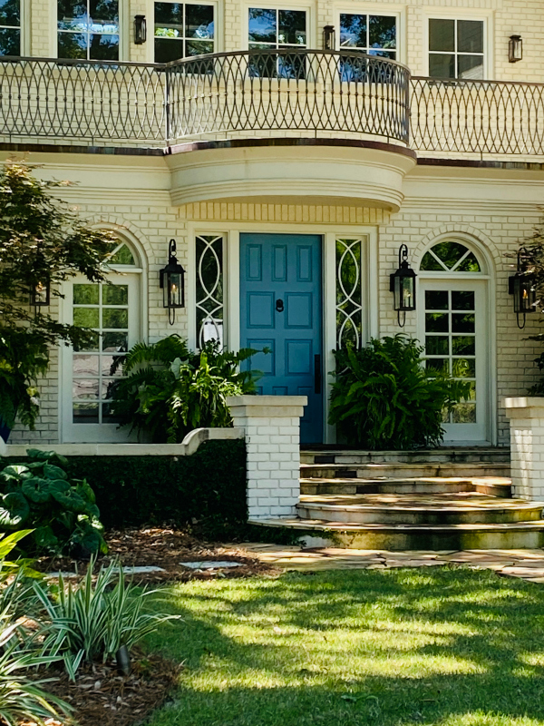 Periwinkle blue front door on Charleston home