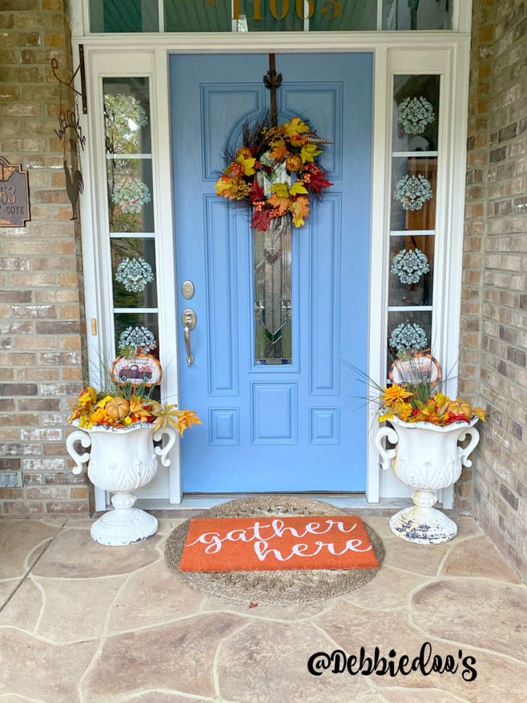 Fall decorating with blues and oranges