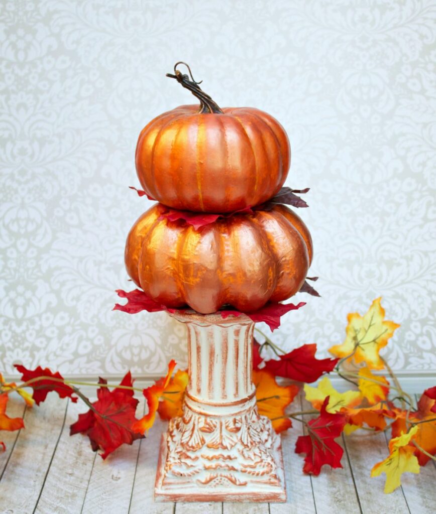 Metallic Pumpkins Centerpiece for Fall